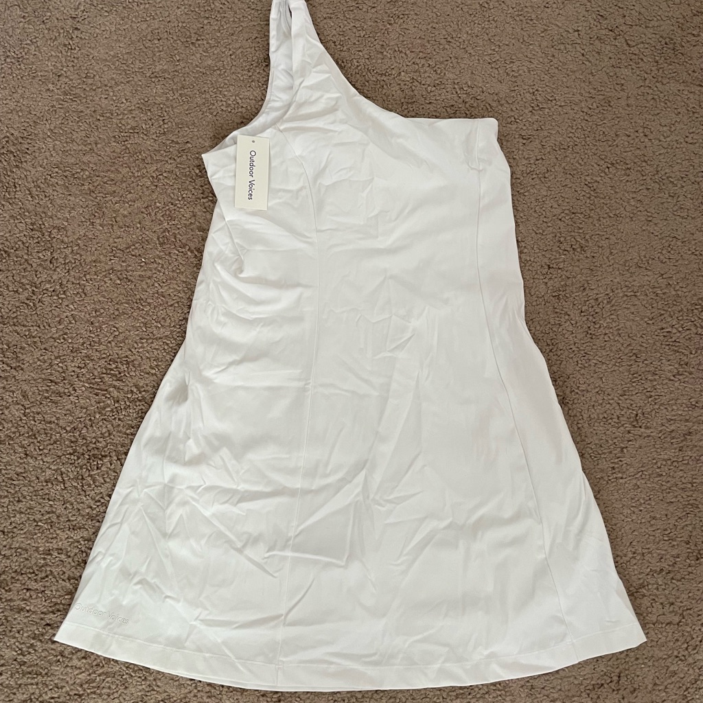 Outdoor Voices White Asymmetrical One-Shoulder Sundress